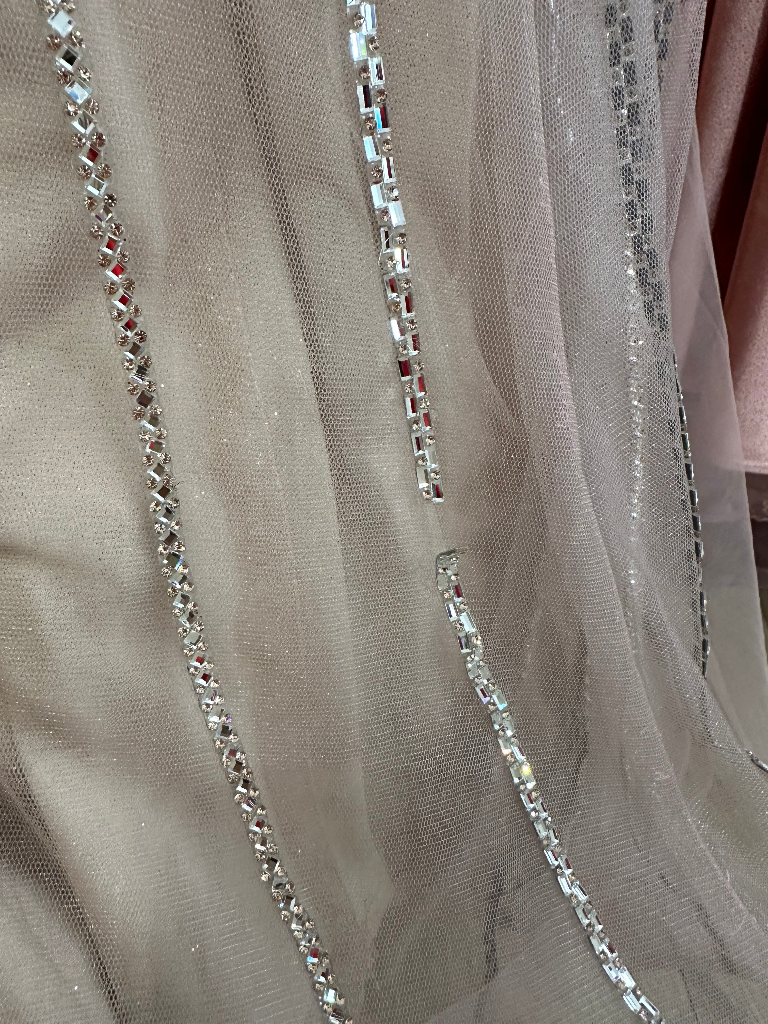 ROSE-CHAMPAGNE BEADED BLACK SILVER FIT & FLARE GOWN- CD846 (SHOWROOM SALE)