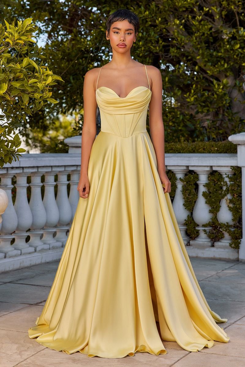 LUXE SATIN A-LINE CORSET DRESS- 7481