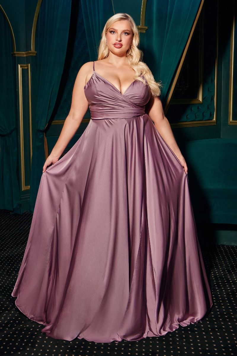 SWEETHEART NECKLINE SOFT SATIN A-LINE CURVY FIT- 7485C*