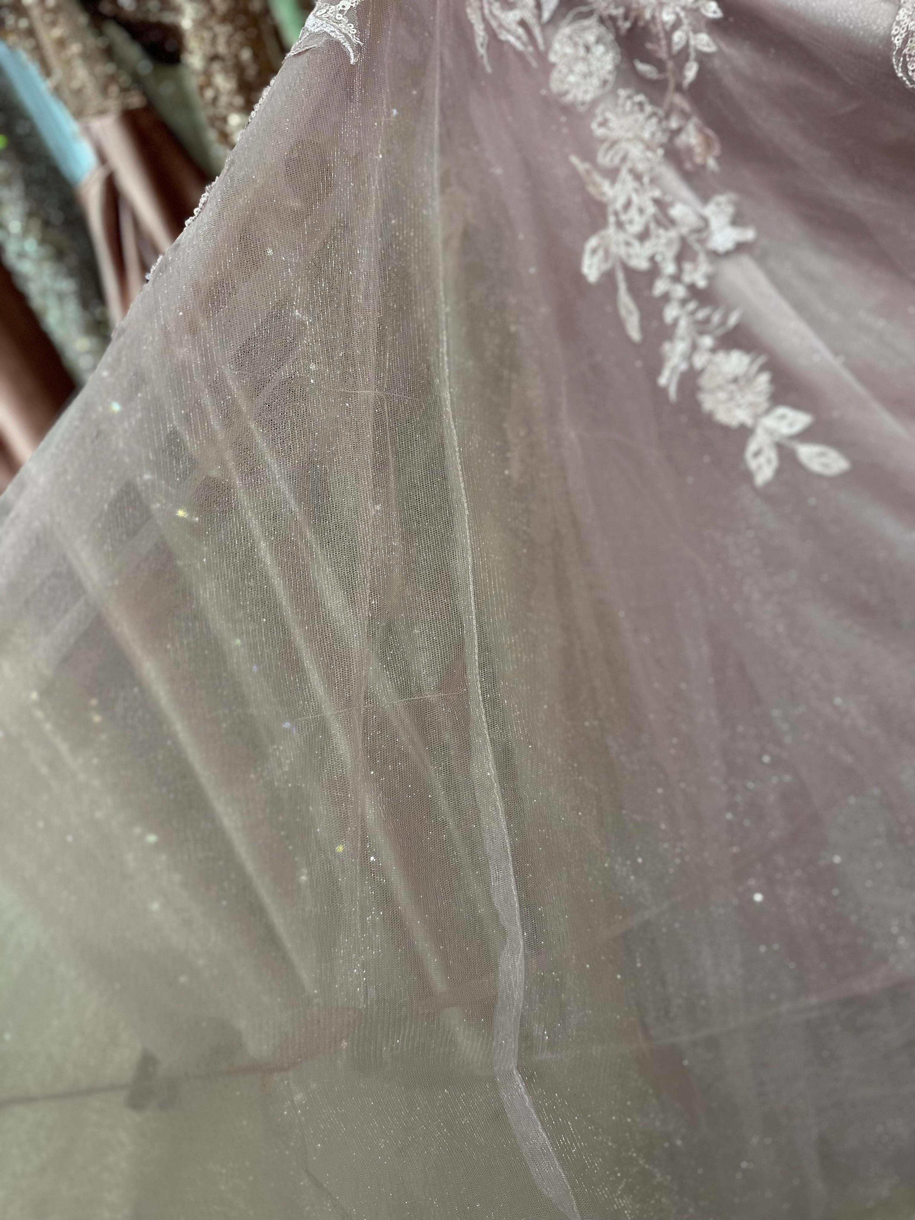 MAUVE A-LINE LAYERED TULLE DRESS- CDS533 (SHOWROOM SALE)