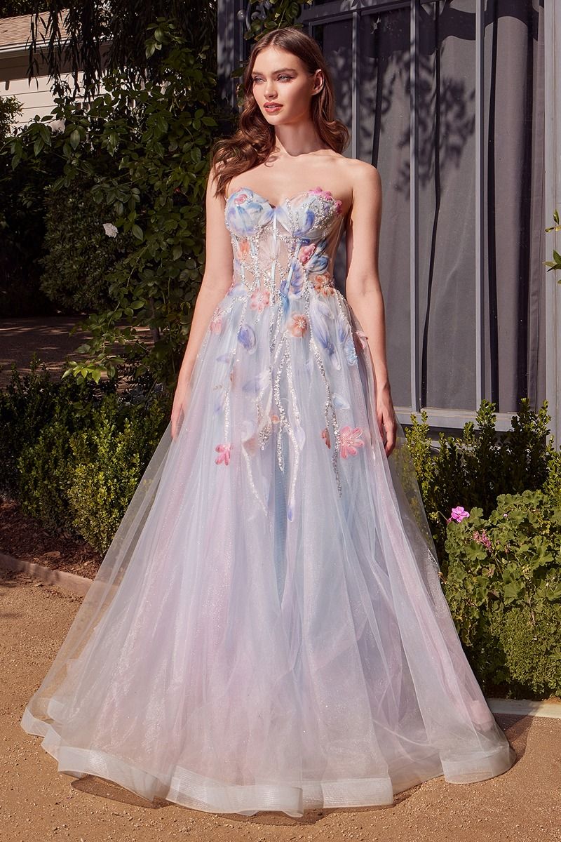 WATERCOLOR FLORAL A-LINE GOWN- A1383
