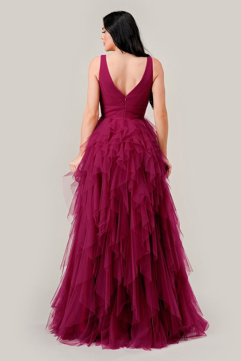 SANGRIA LAYERED TIERED TULLE A-LINE DRESS- CD347 (SHOWROOM SALE)