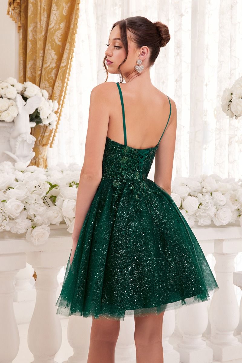 A-LINE COCKTAIL DRESS WITH FLORAL DETAILS- 9245