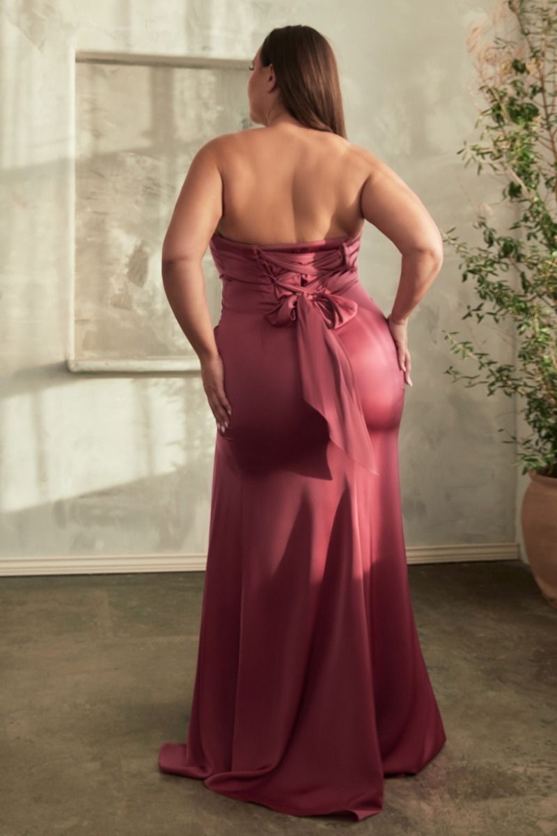 SOFT SATIN STRAPLESS DRESS- CD326C