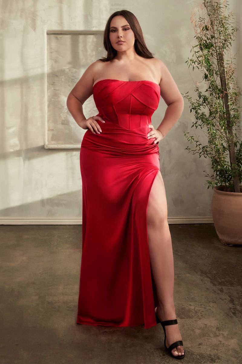 SOFT SATIN STRAPLESS DRESS- CD326C