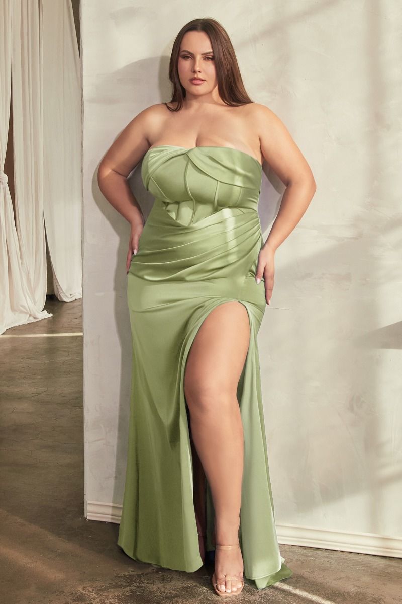 SOFT SATIN STRAPLESS DRESS- CD326C