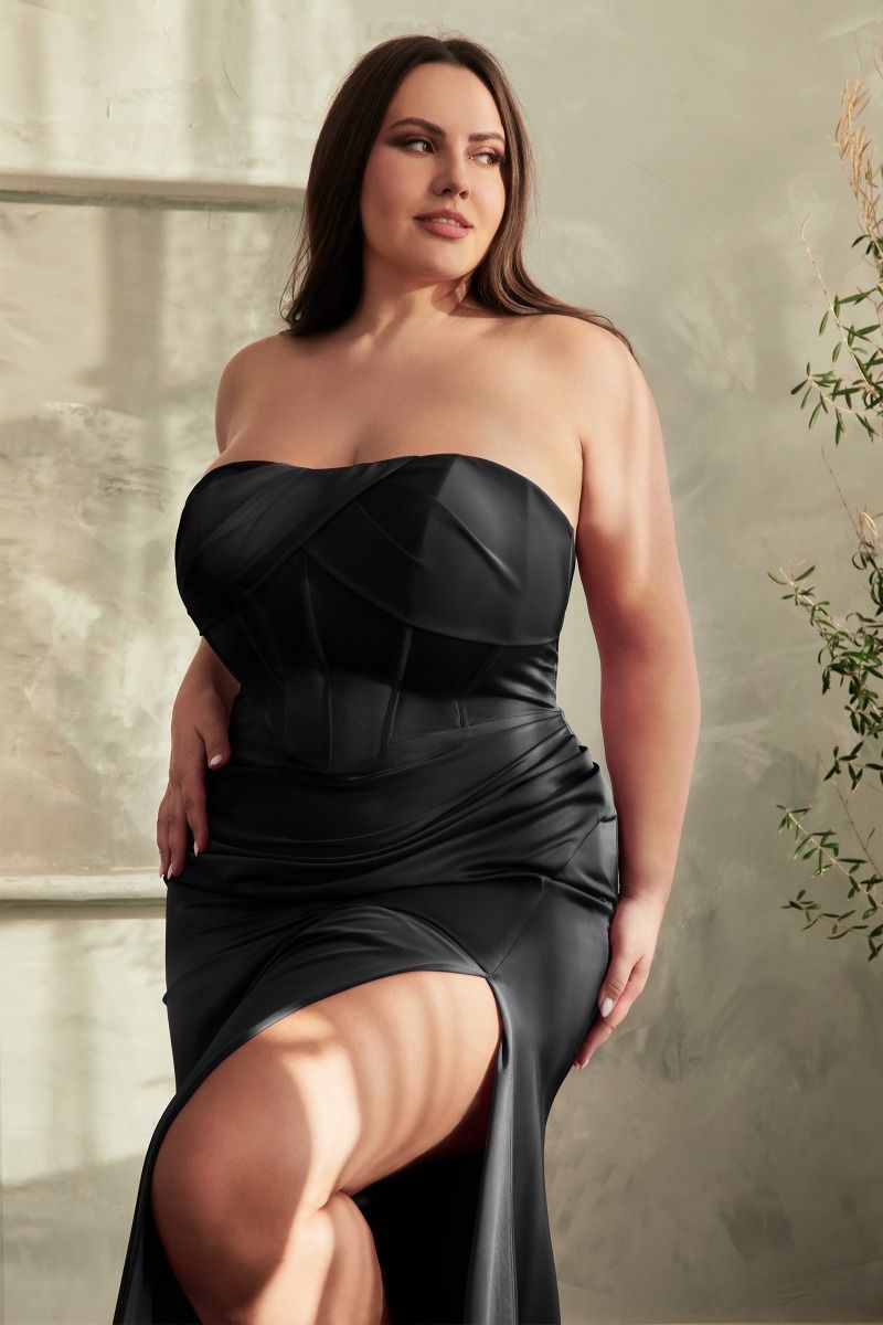 SOFT SATIN STRAPLESS DRESS- CD326C