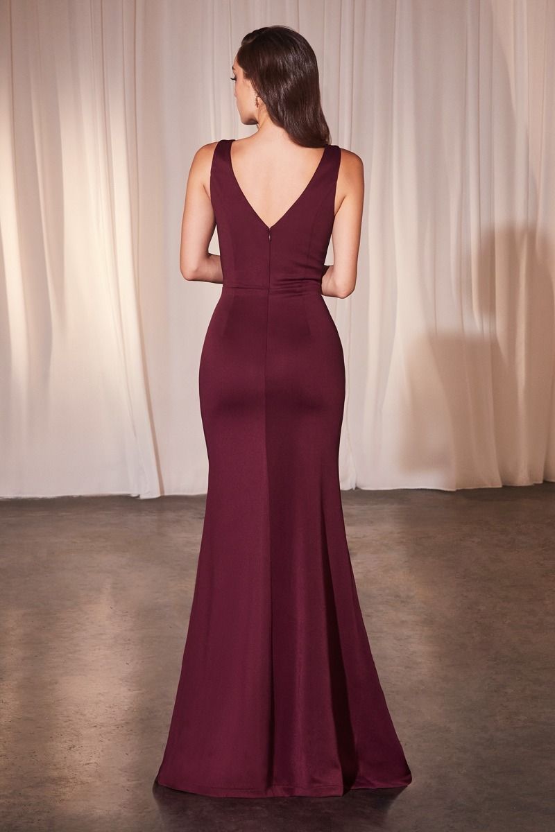 FITTED NEOPRENE BURGUNDY DRESS- CH377