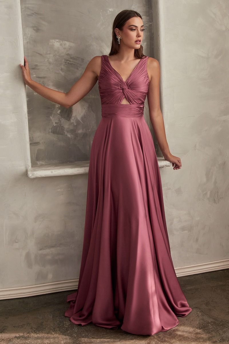 A-LINE SATIN KEYHOLE DRESS- 7497