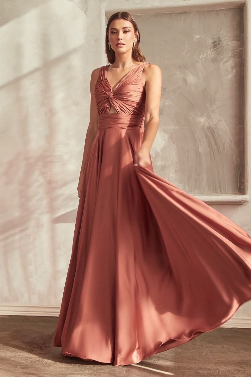 A-LINE SATIN KEYHOLE DRESS- 7497