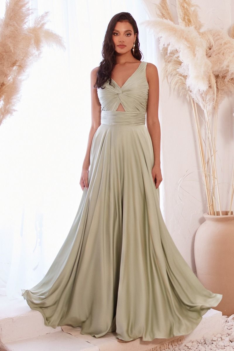 A-LINE SATIN KEYHOLE DRESS- 7497