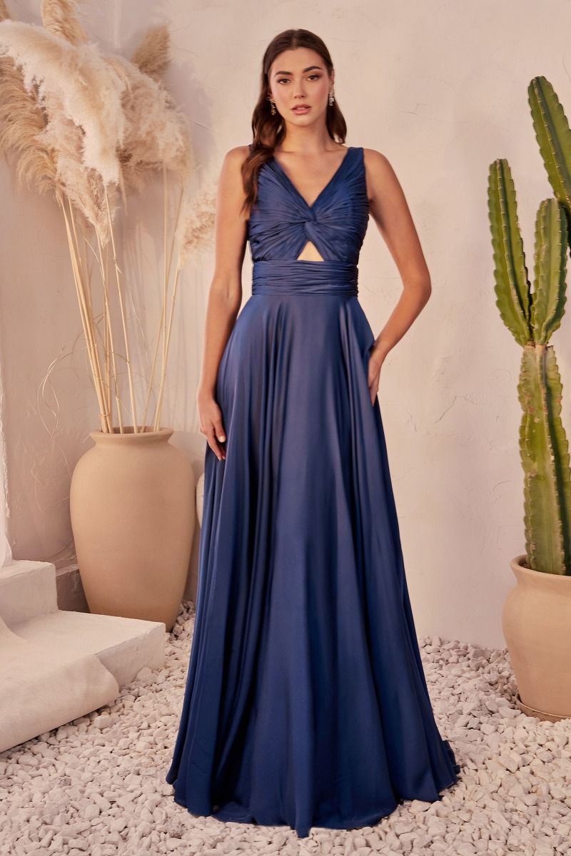 A-LINE SATIN KEYHOLE DRESS- 7497