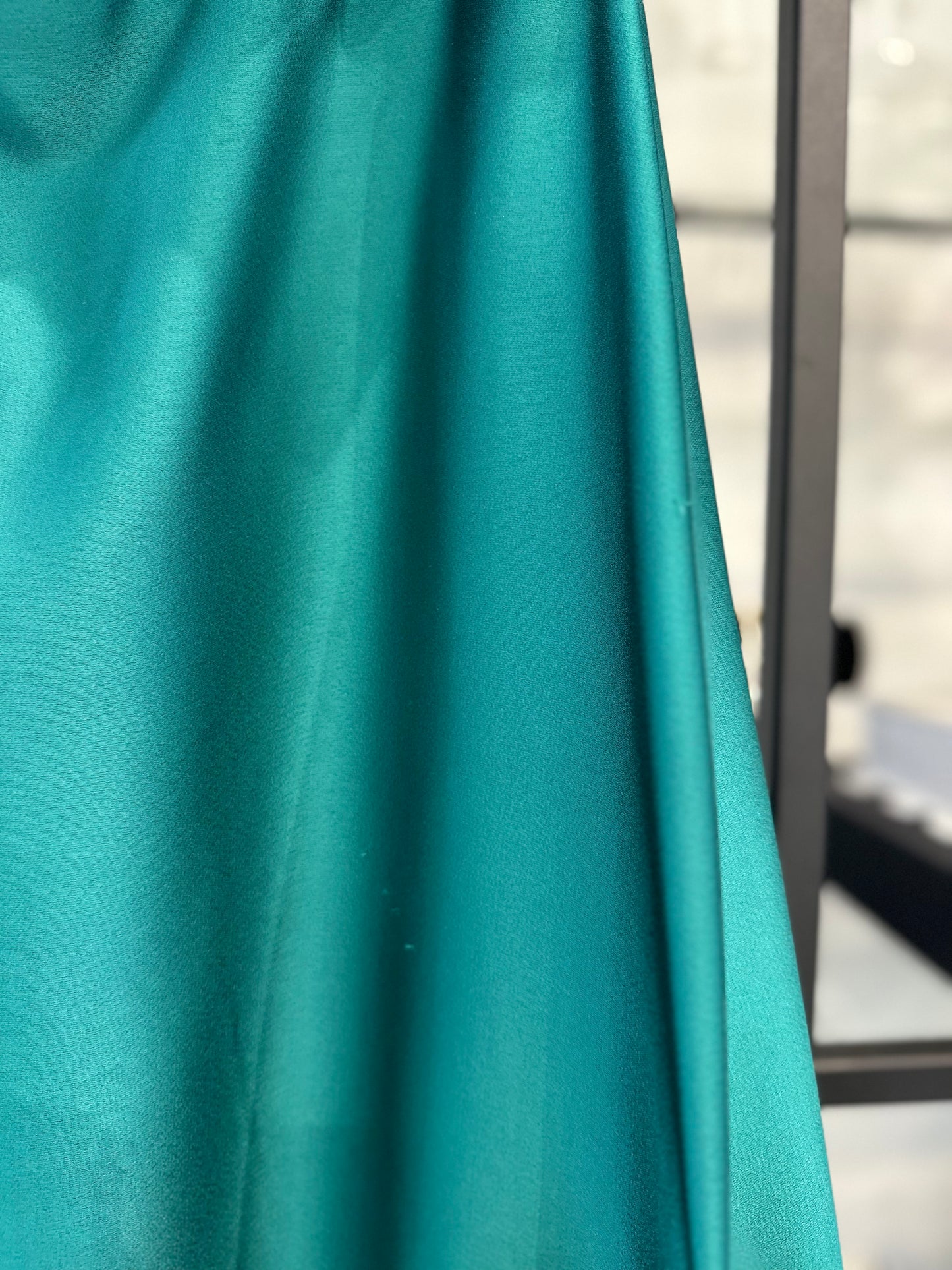 EMERALD OFF THE SHOULDER A-LINE SATIN DRESS- CD325 (SHOWROOM SALE)