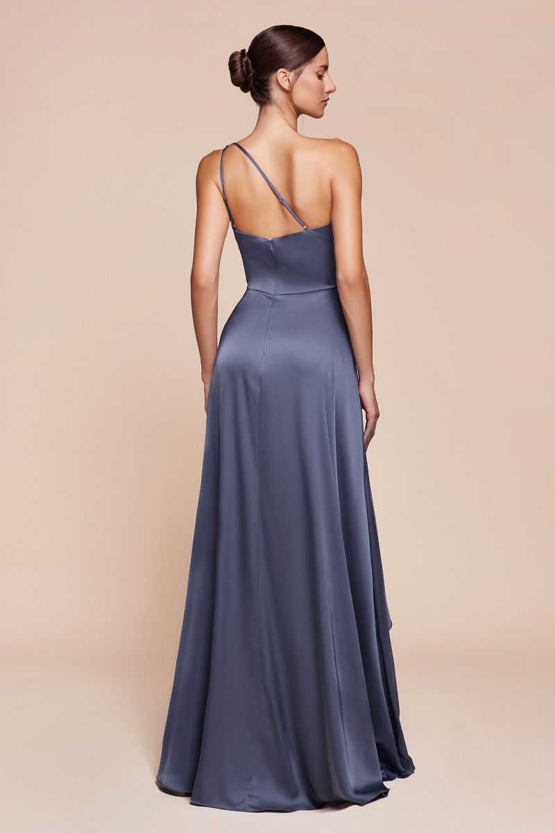ONE SHOULDER SATIN A-LINE DRESS- 7450