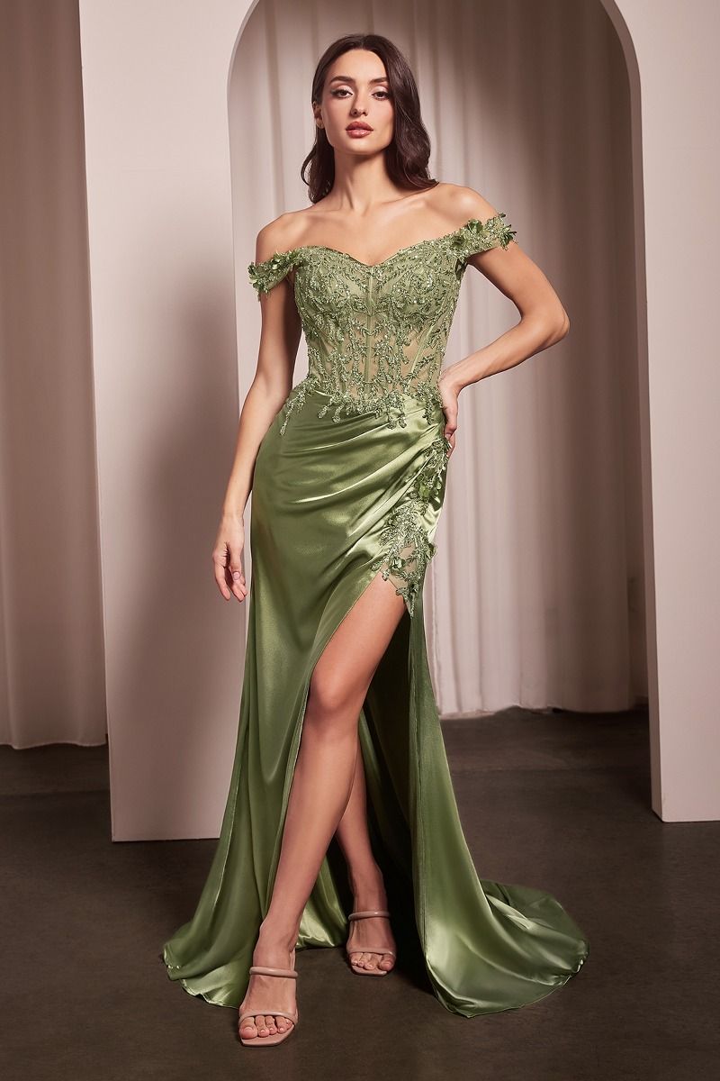FLORAL OFF THE SHOULDER GOWN- CD0186*