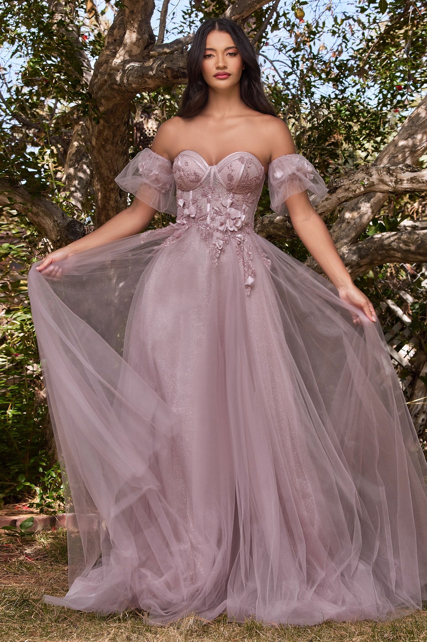 STRAPLESS FLORAL BALL GOWN-CB080