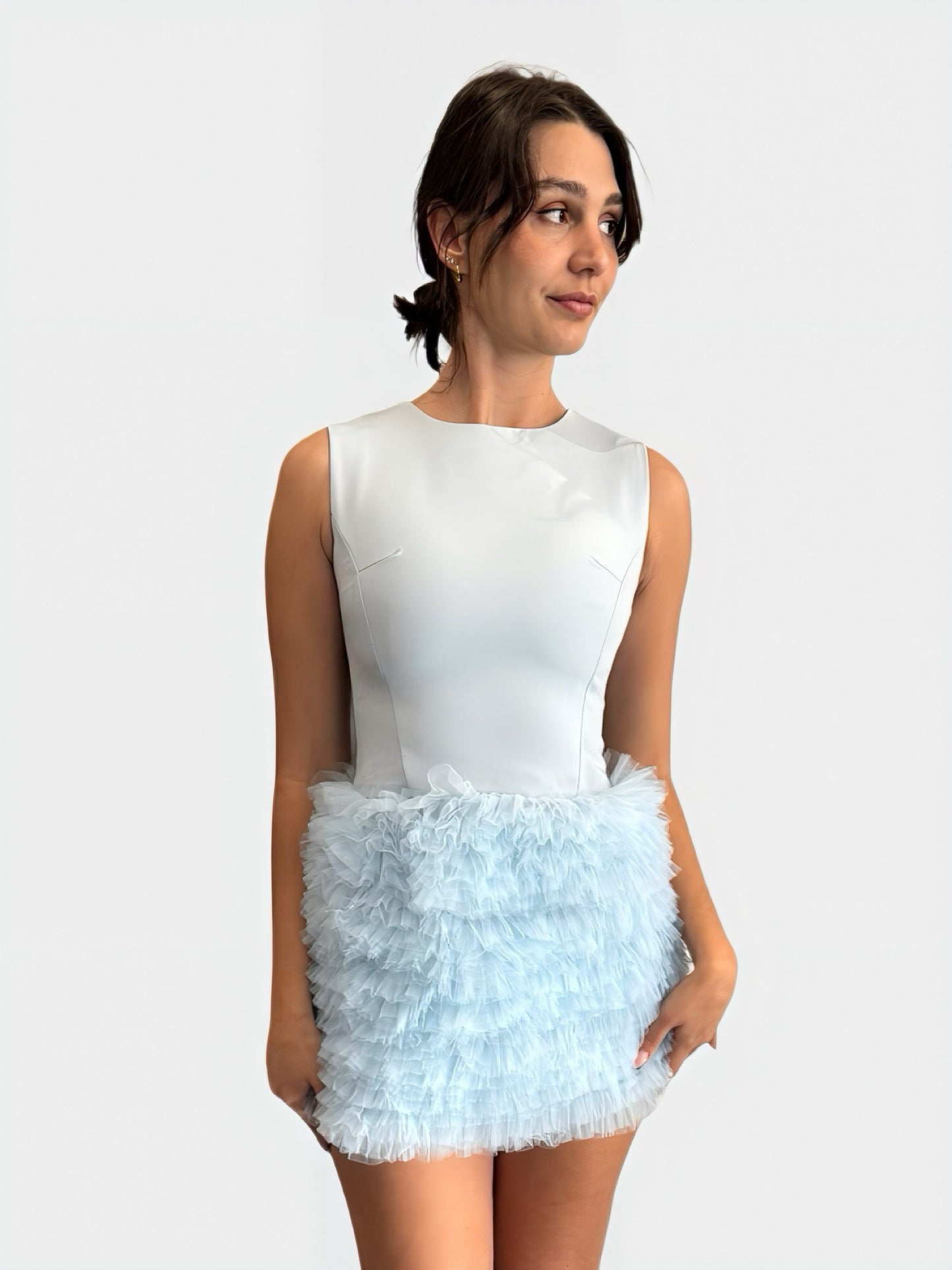 RUFFLE SKIRT MINI DRESS