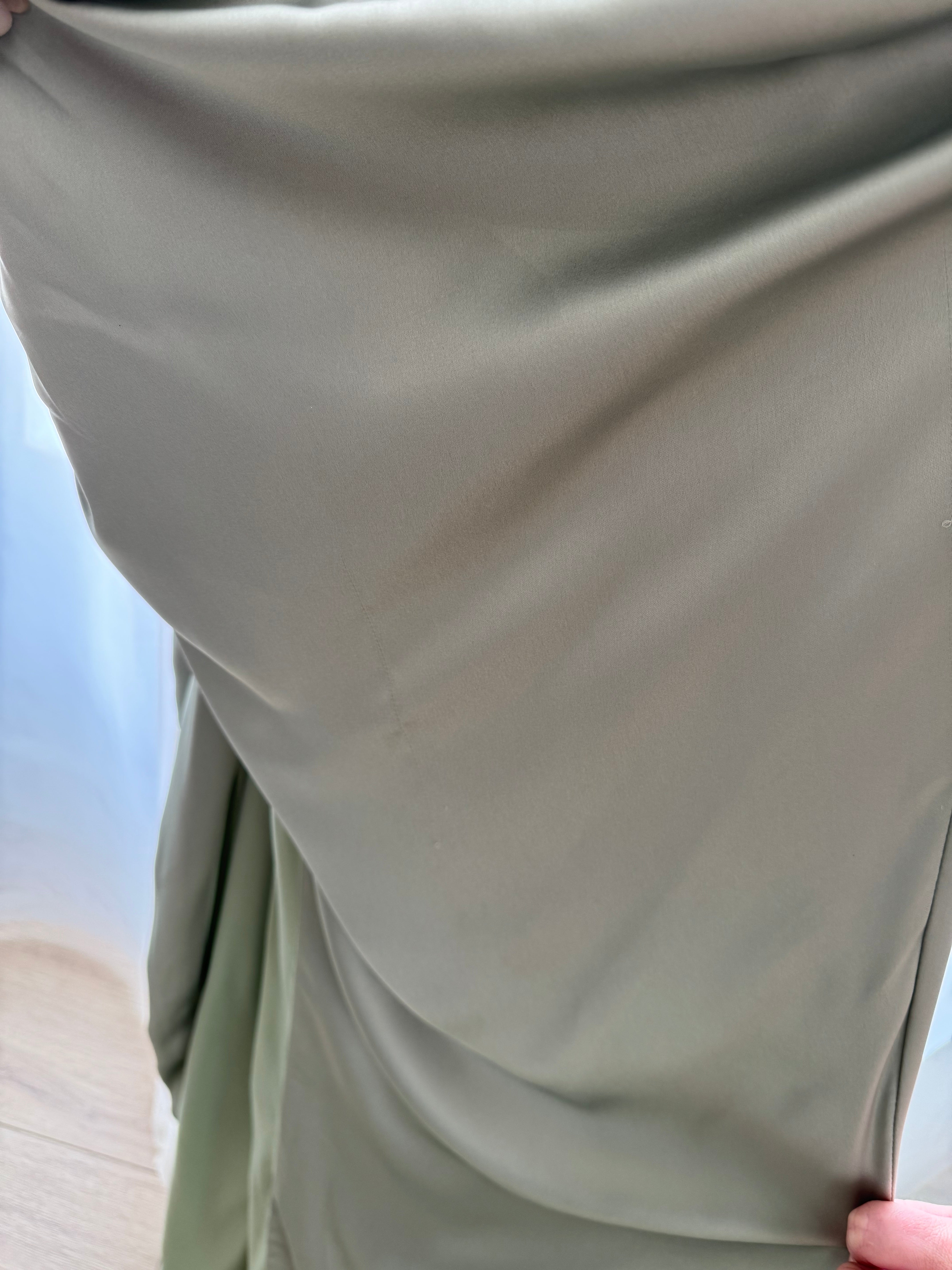 SAGE SATIN CUT OUT FITTED DRESS -CD375 (SHOWROOM SALE)