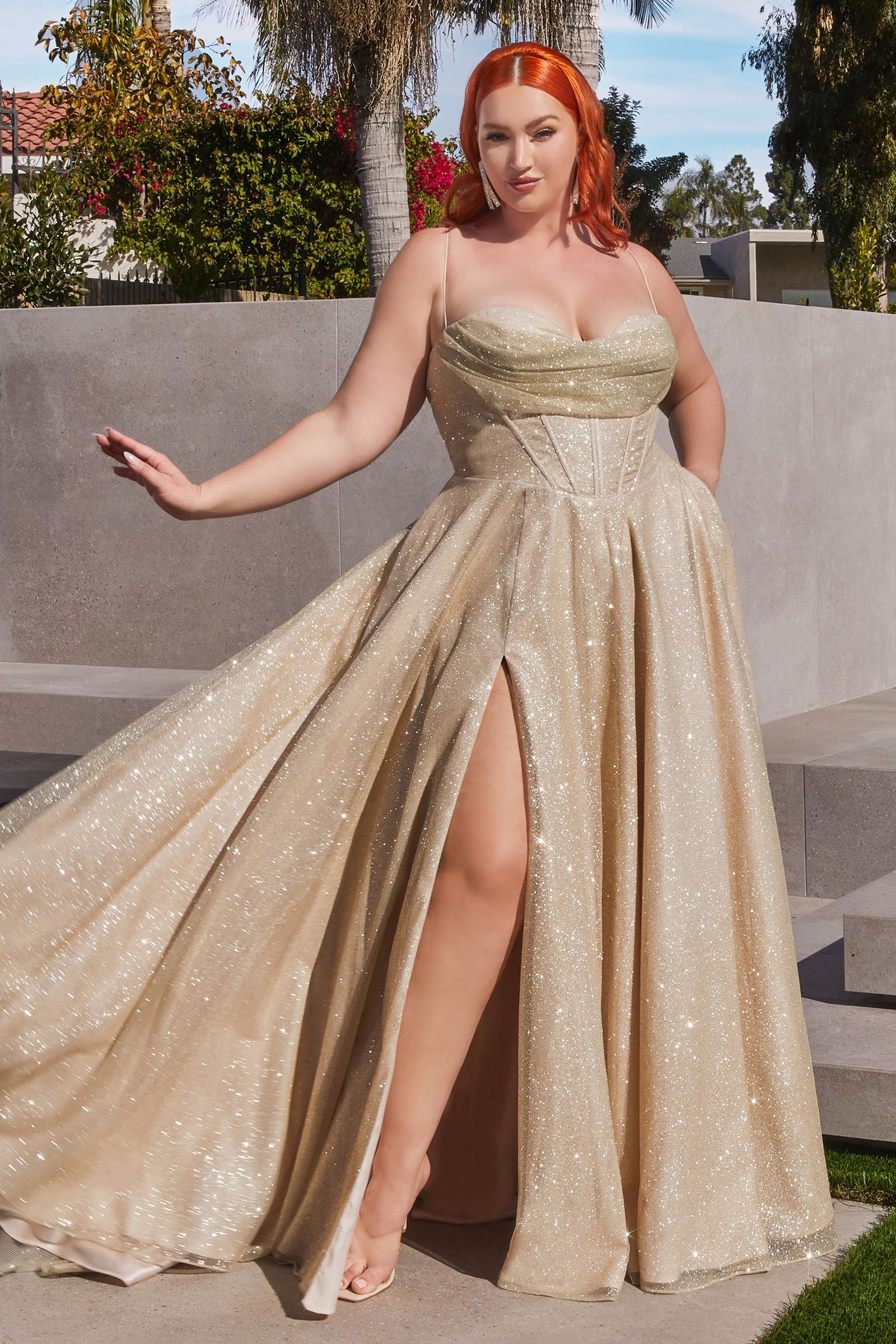 GLITTER A-LINE GOWN - CD252 CURVE