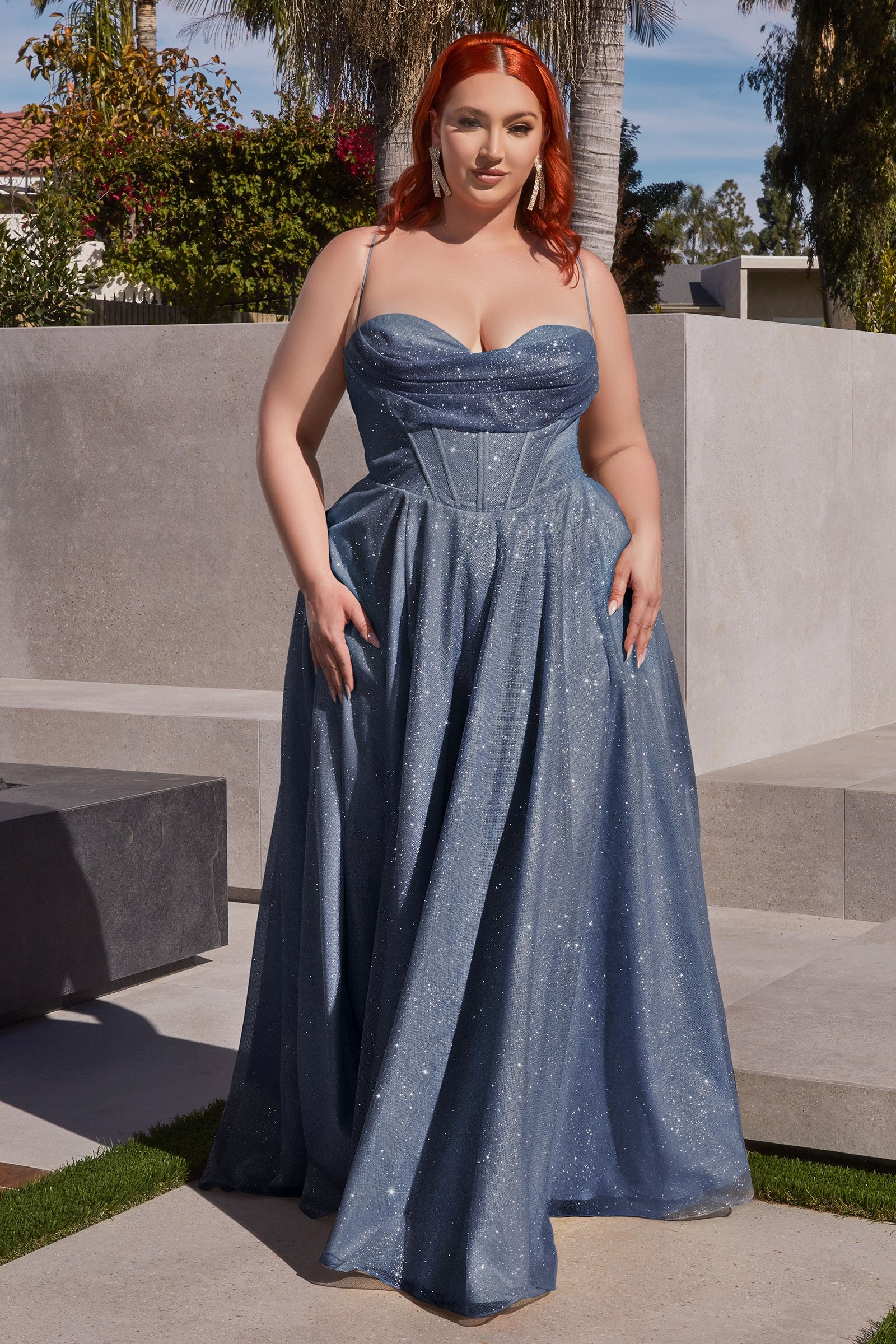 GLITTER A-LINE GOWN - CD252 CURVE