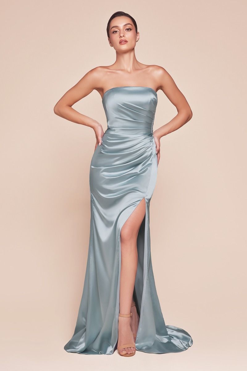 STRAPLESS SATIN DRESS & SASH- 7451