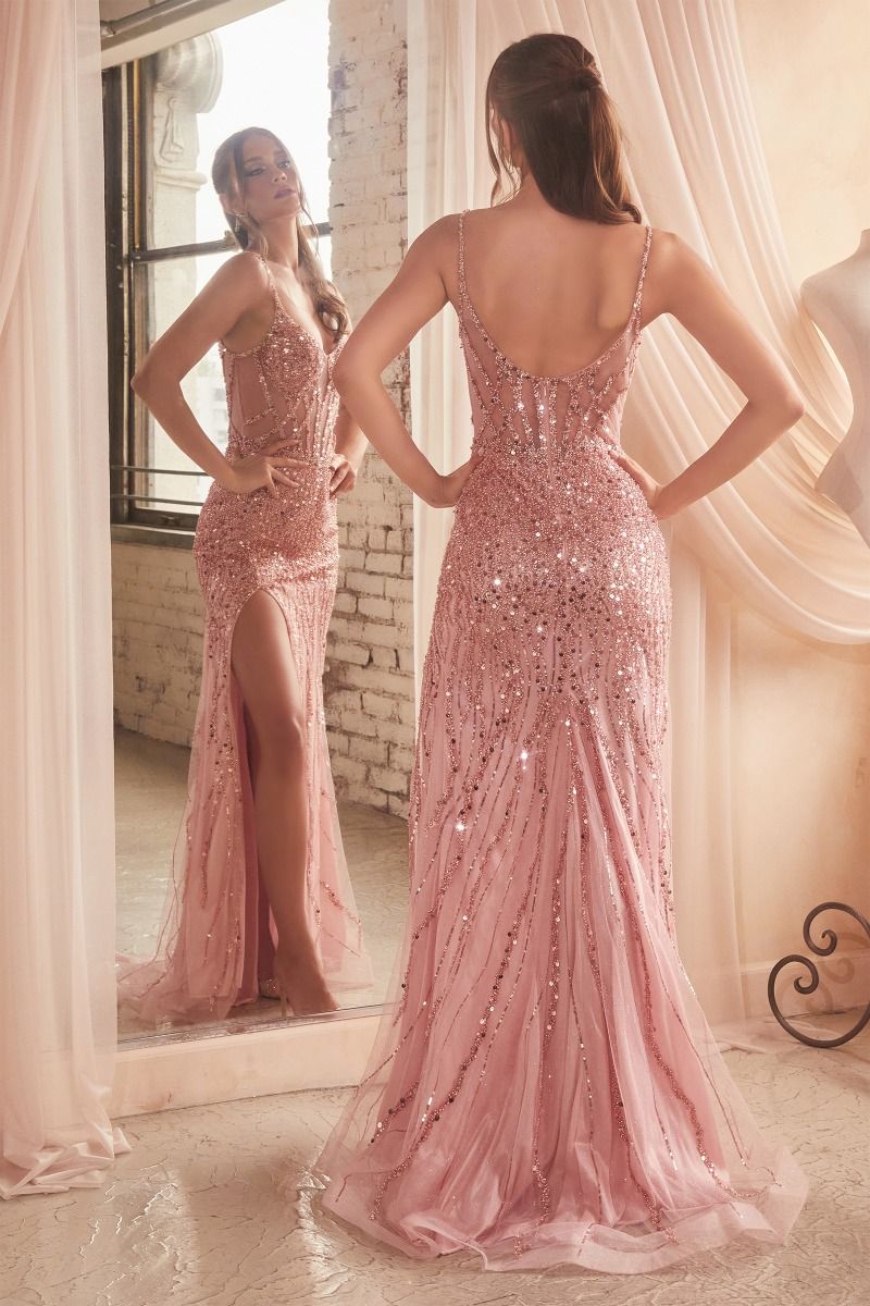SEQUIN FITTED GOWN- CD0220