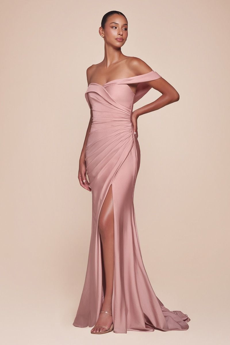 OFF THE SHOULDER STRETCH SPANDEX DRESS- CD790