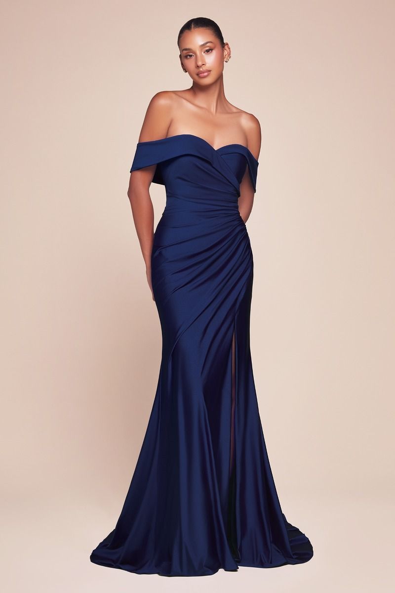 OFF THE SHOULDER STRETCH SPANDEX DRESS- CD790