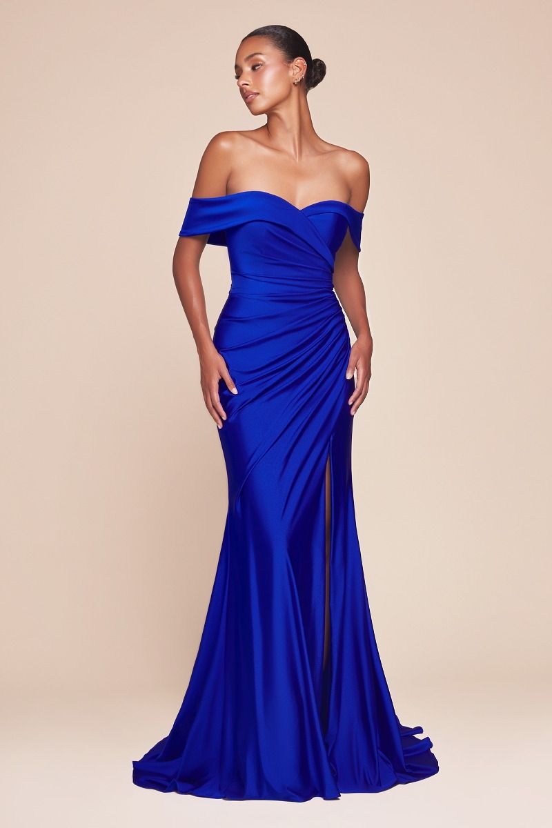 OFF THE SHOULDER STRETCH SPANDEX DRESS- CD790