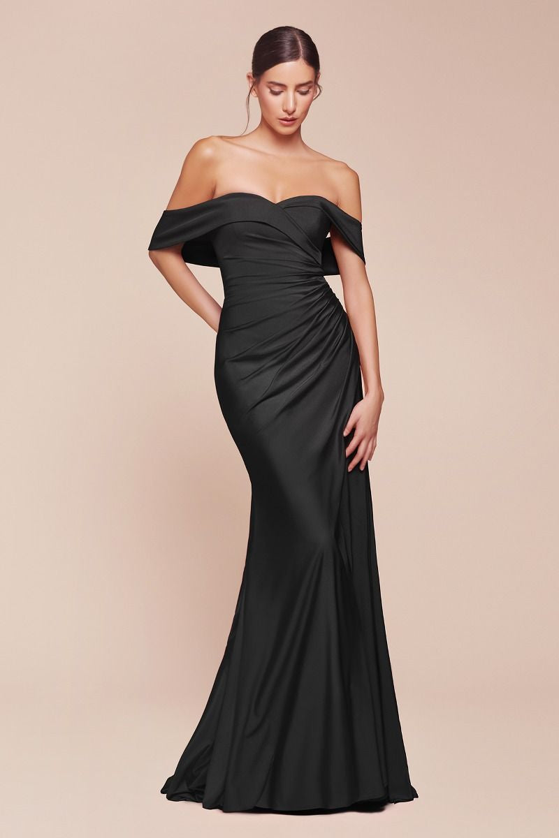 OFF THE SHOULDER STRETCH SPANDEX DRESS- CD790