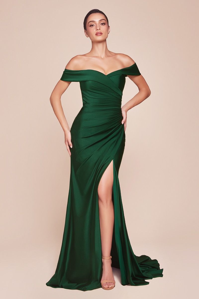 OFF THE SHOULDER STRETCH SPANDEX DRESS- CD790