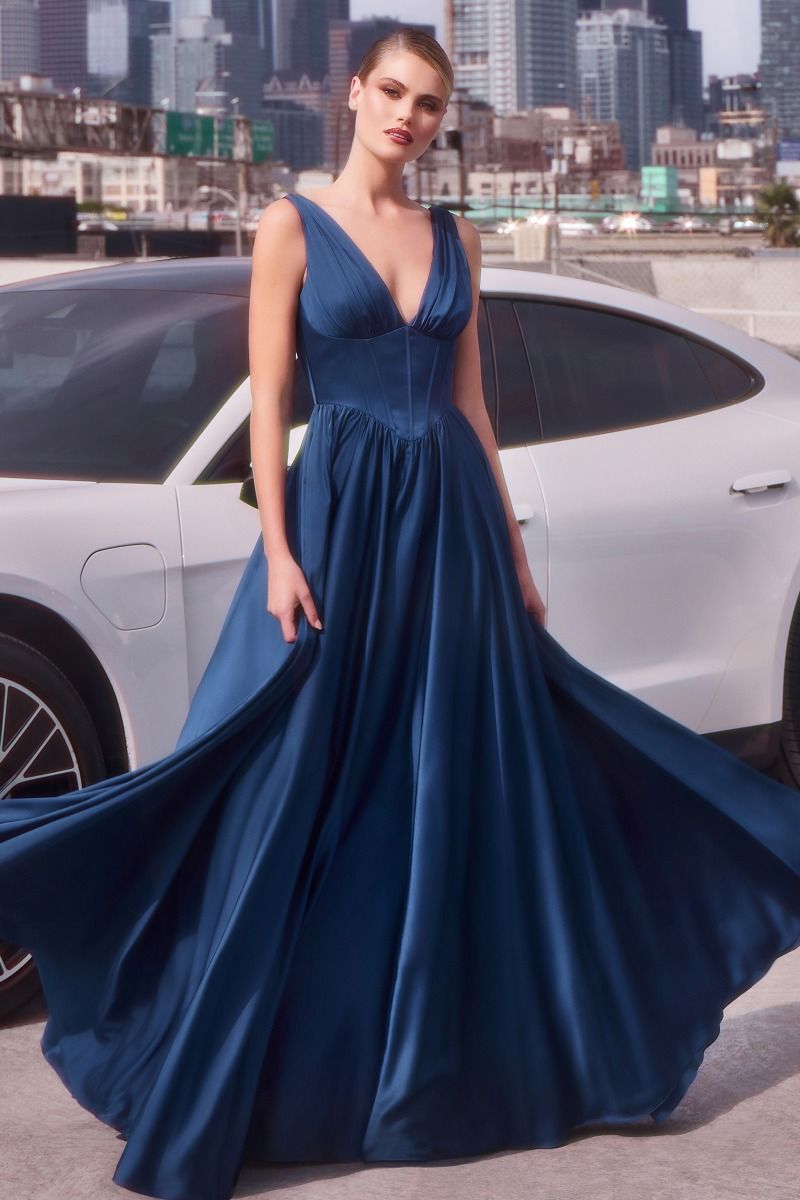 A-LINE SOFT SATIN DRESS- 7447