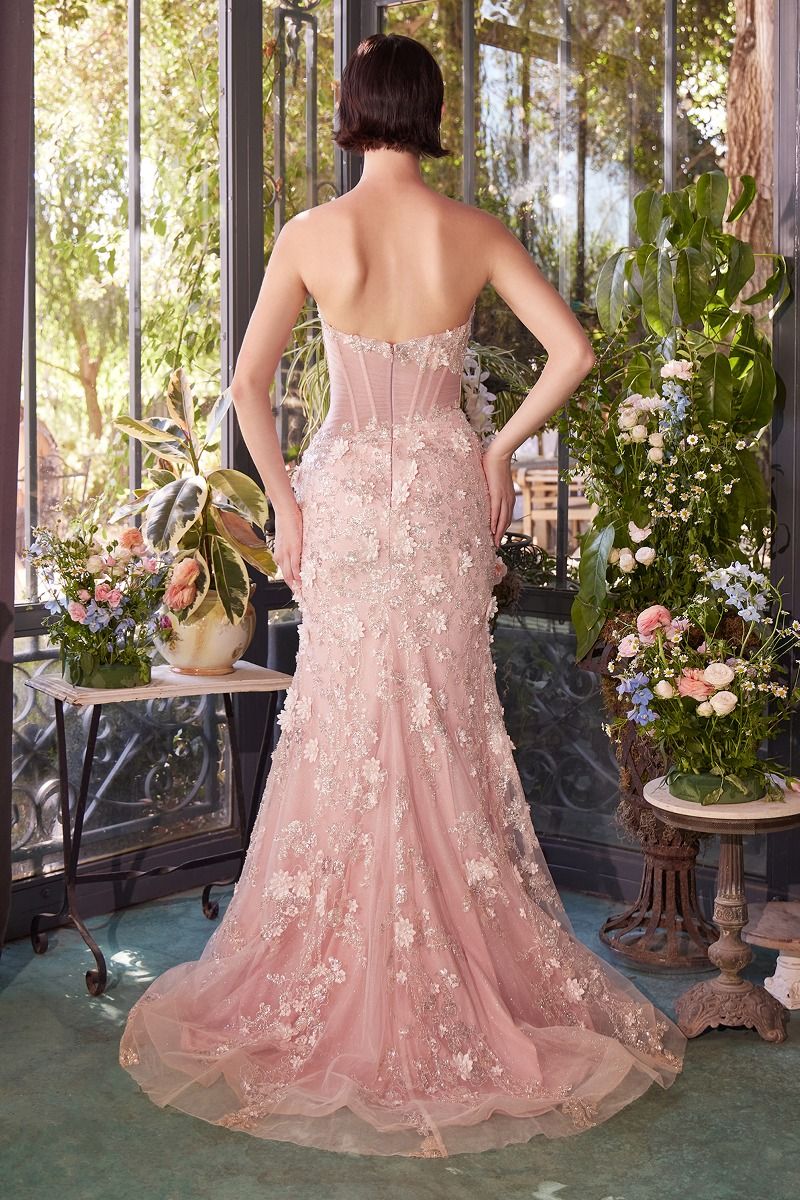 SHEER PLEATED CORSET GOWN- A1396