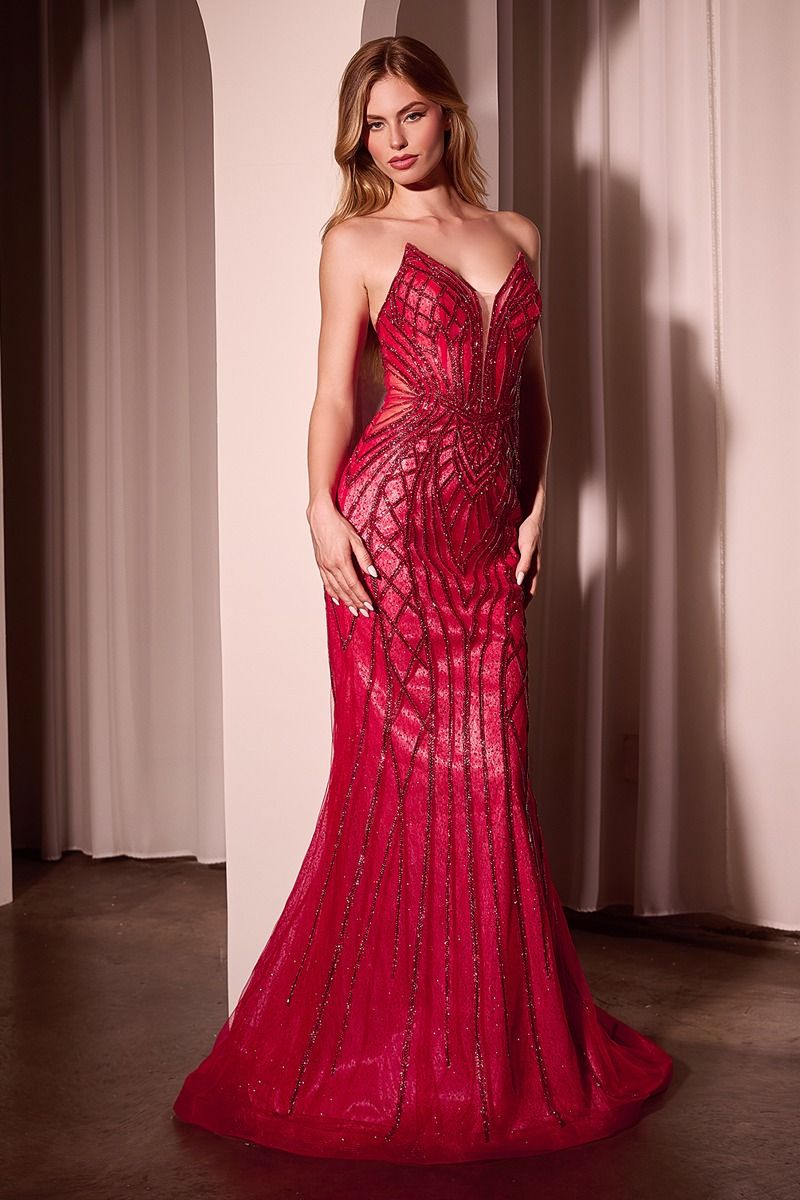 STRAPLESS EMBELLISHED MERMAID GOWN- CC6018