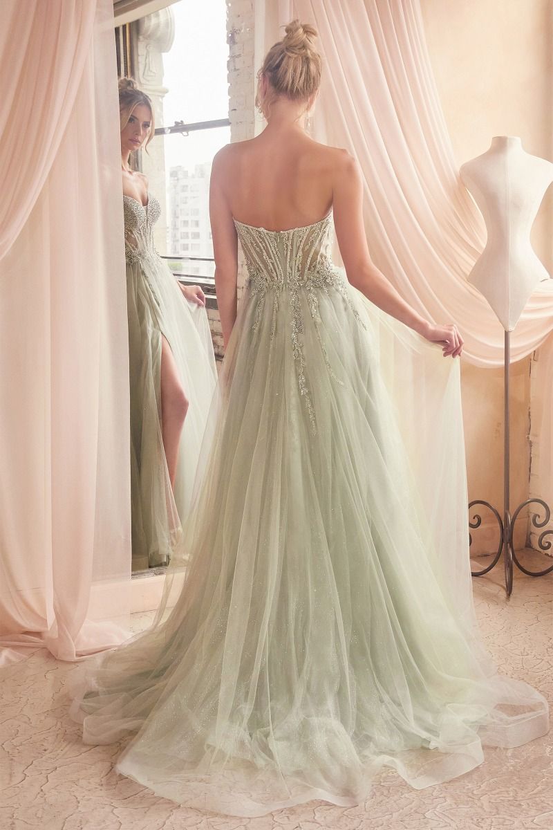 SAGE STRAPLESS LAYERED TULLE BALL GOWN- CD0230 (RENTAL)