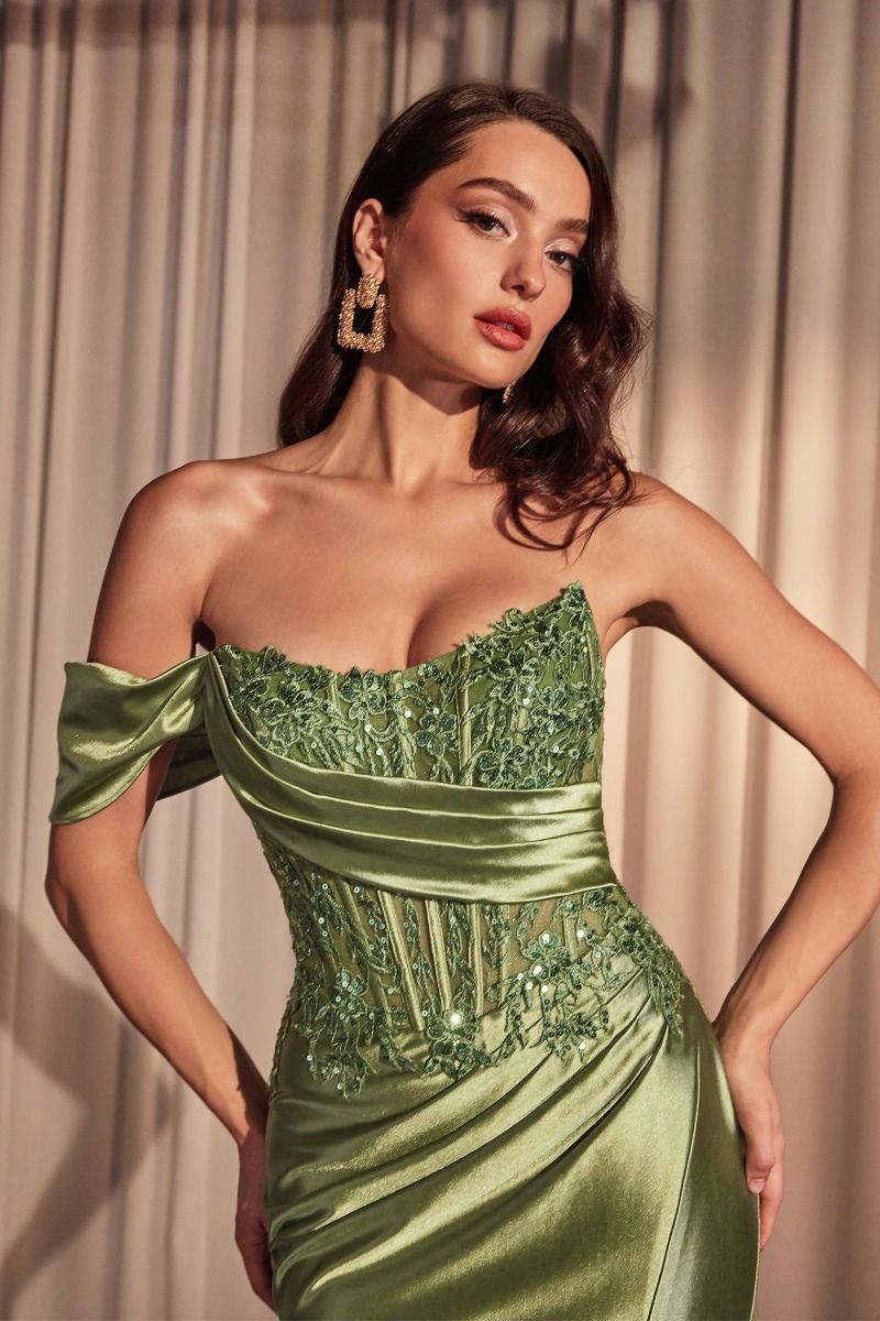 LACE & SATIN FIT & FLARE GOWN- CD804