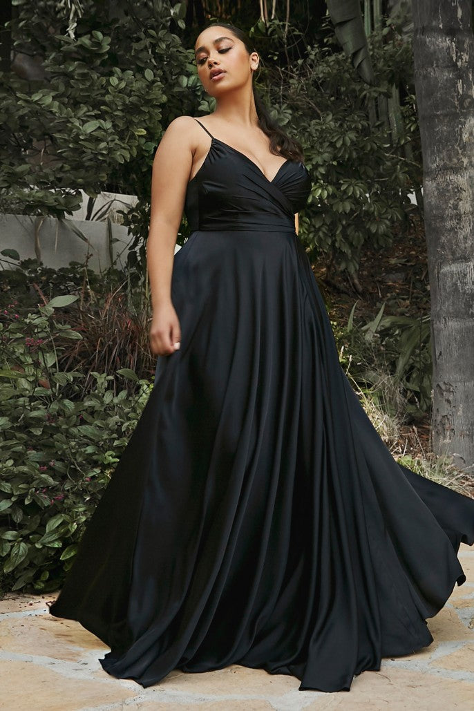 SWEETHEART NECKLINE SOFT SATIN A-LINE CURVY FIT- 7485C*