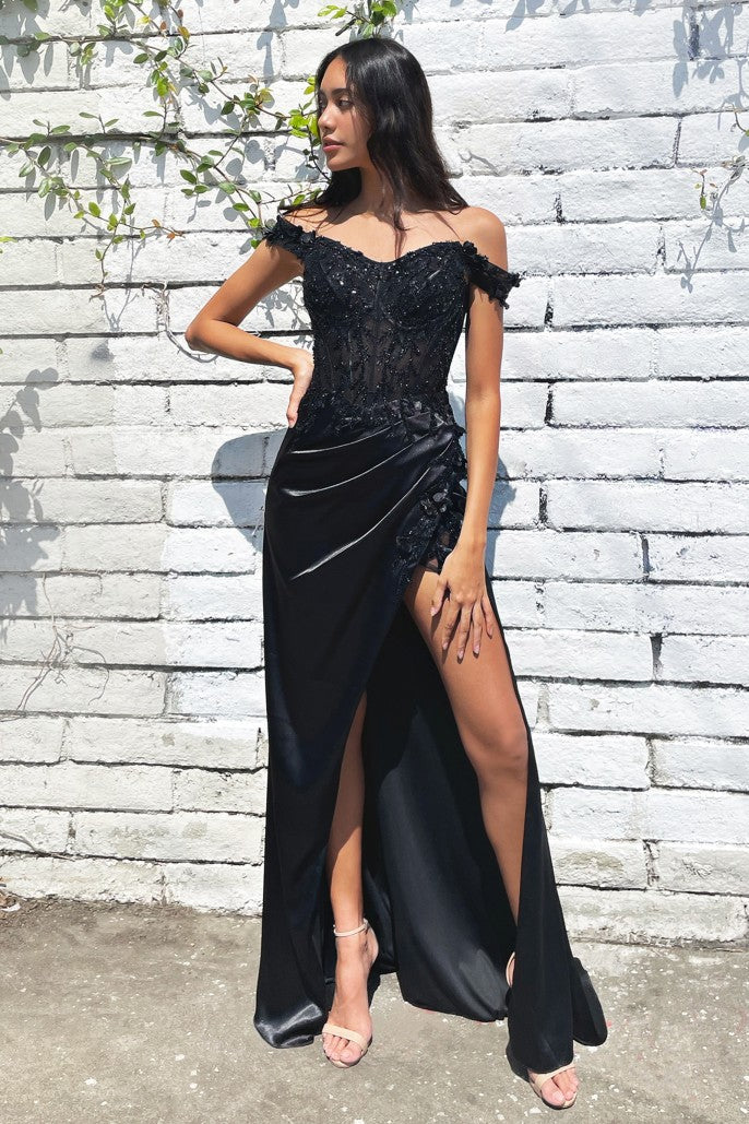 FLORAL OFF THE SHOULDER GOWN- CD0186*