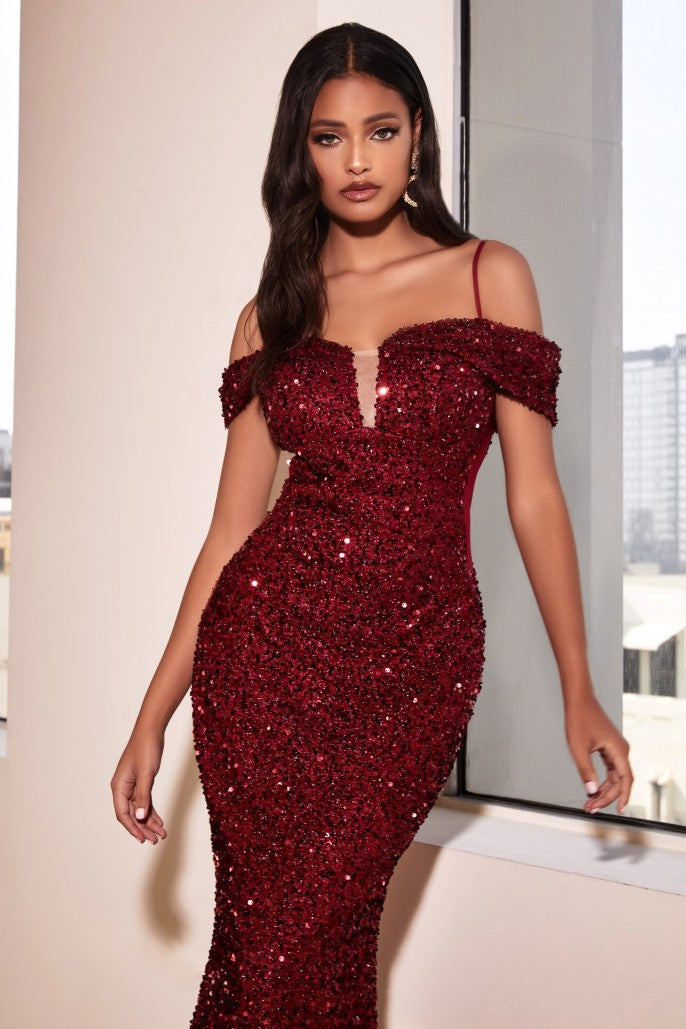 TWINKLING SEQUIN MERMAID GOWN- CD975*