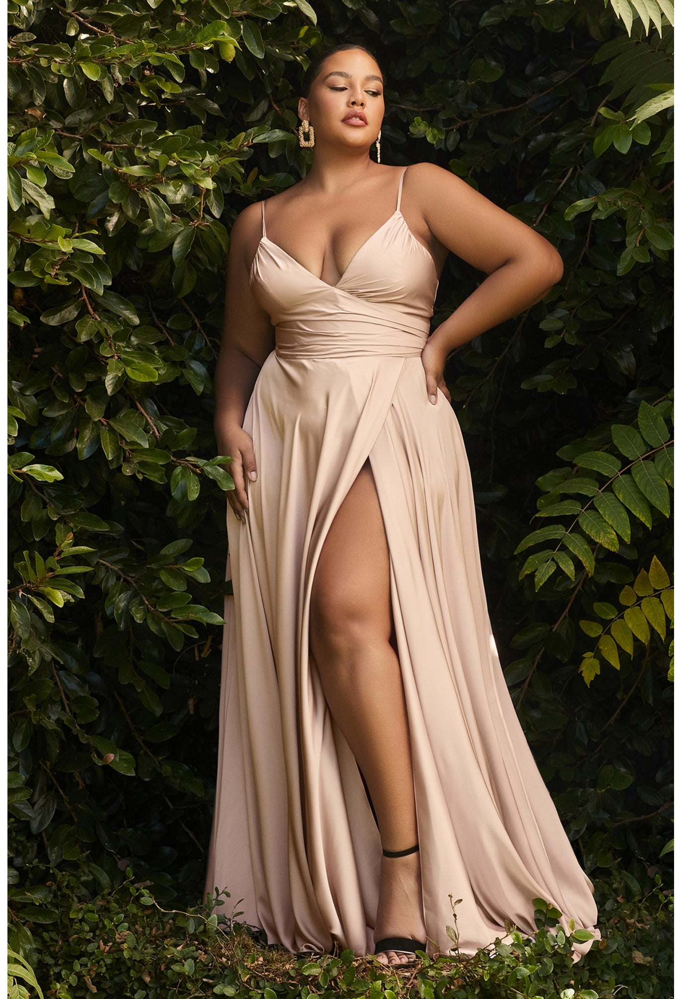 SWEETHEART NECKLINE SOFT SATIN A-LINE CURVY FIT- 7485C*