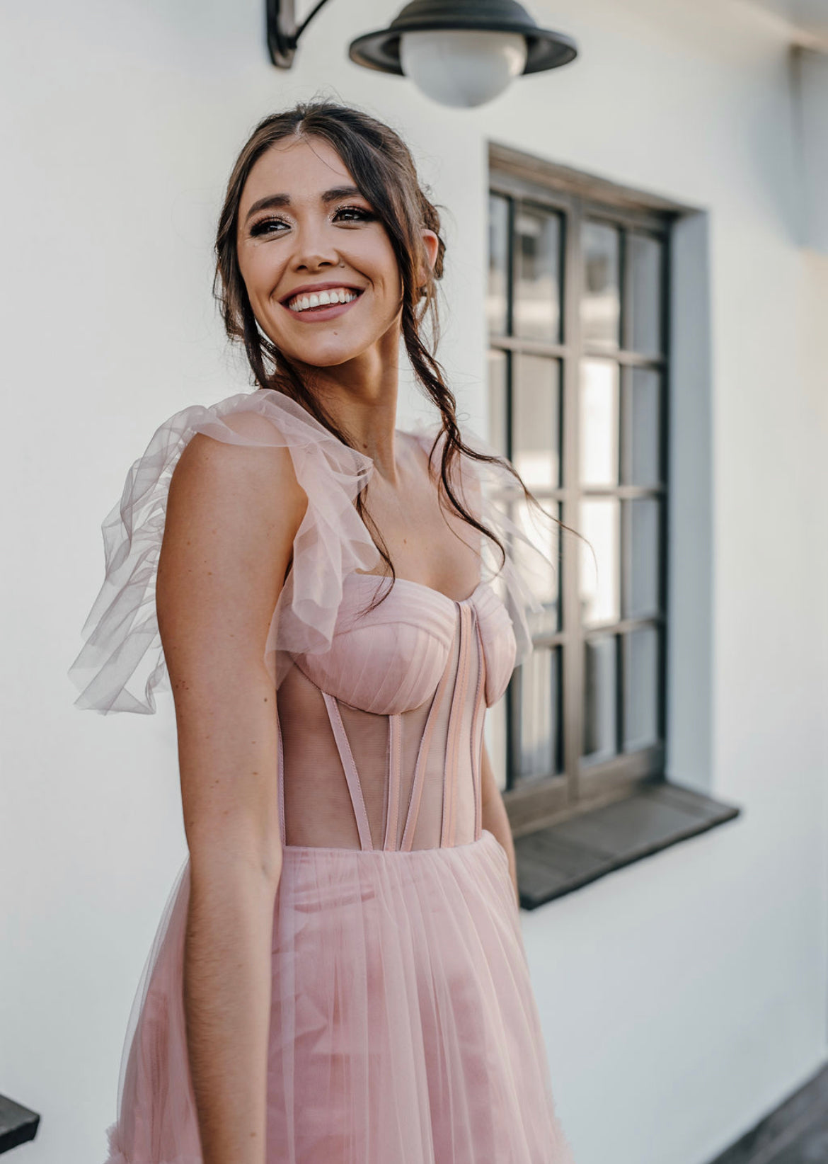 TULLE CORSET TEA-LENGTH DRESS