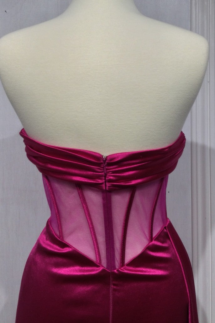 SATIN STRAPLESS CORSET GOWN- CD269