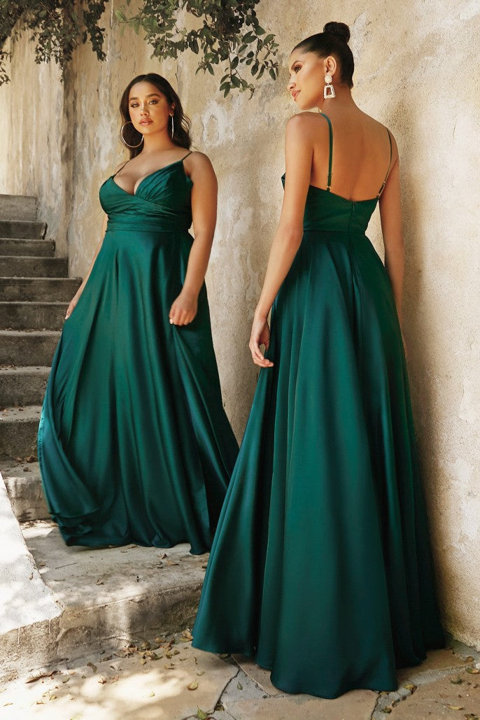 SWEETHEART NECKLINE SOFT SATIN A-LINE CURVY FIT- 7485C*