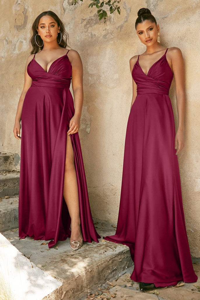 SWEETHEART NECKLINE SOFT SATIN A-LINE CURVY FIT- 7485C*
