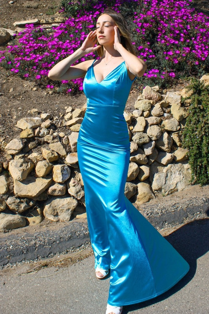 NEON FITTED SATIN DRESS-SE016