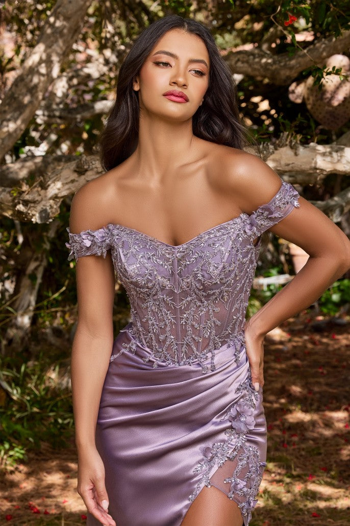 FLORAL OFF THE SHOULDER GOWN- CD0186*