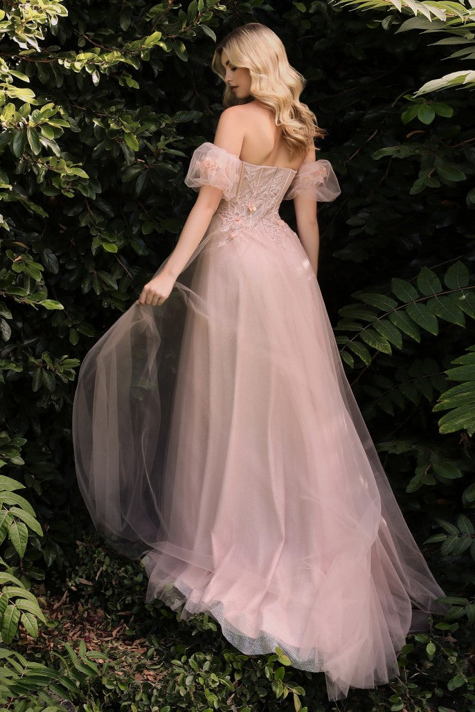 STRAPLESS FLORAL BALL GOWN-CB080*