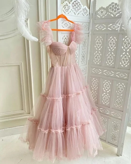 TULLE CORSET TEA-LENGTH DRESS