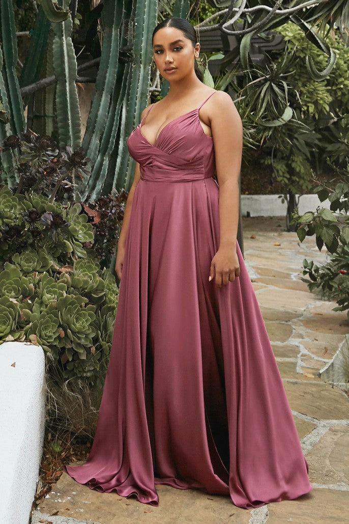 SWEETHEART NECKLINE SOFT SATIN A-LINE CURVY FIT- 7485C*