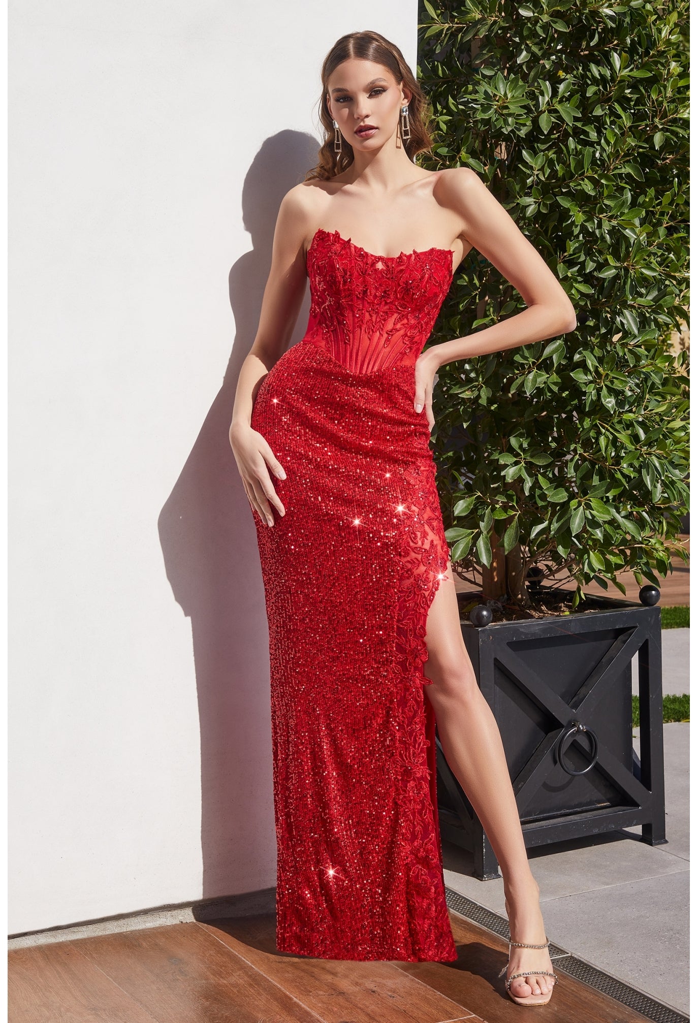 STRAPLESS SEQUIN CORSET GOWN-CD293* – Livia & Co